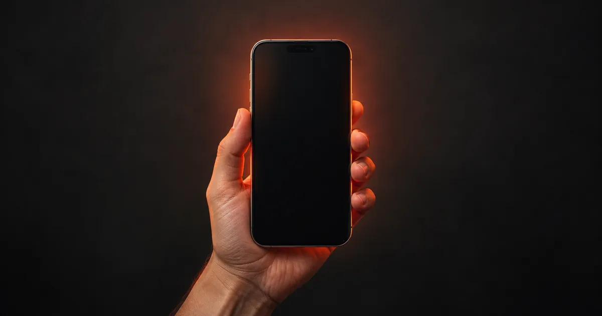 Mano sosteniendo un celular con un resplandor rojo que indica que se está calentando